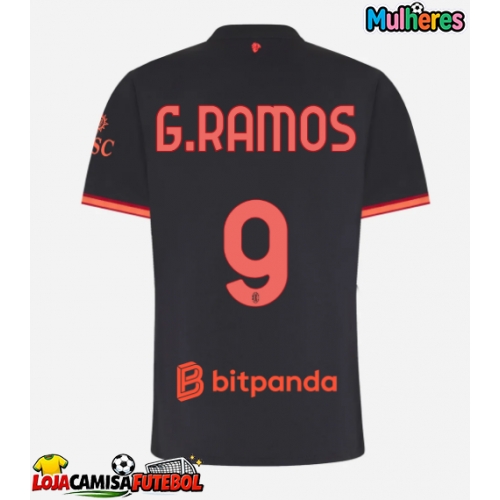 Camisa de Futebol AC Milan Goncalo Ramos #9 Equipamento Alternativo Mulheres 2026-27 Manga Curta